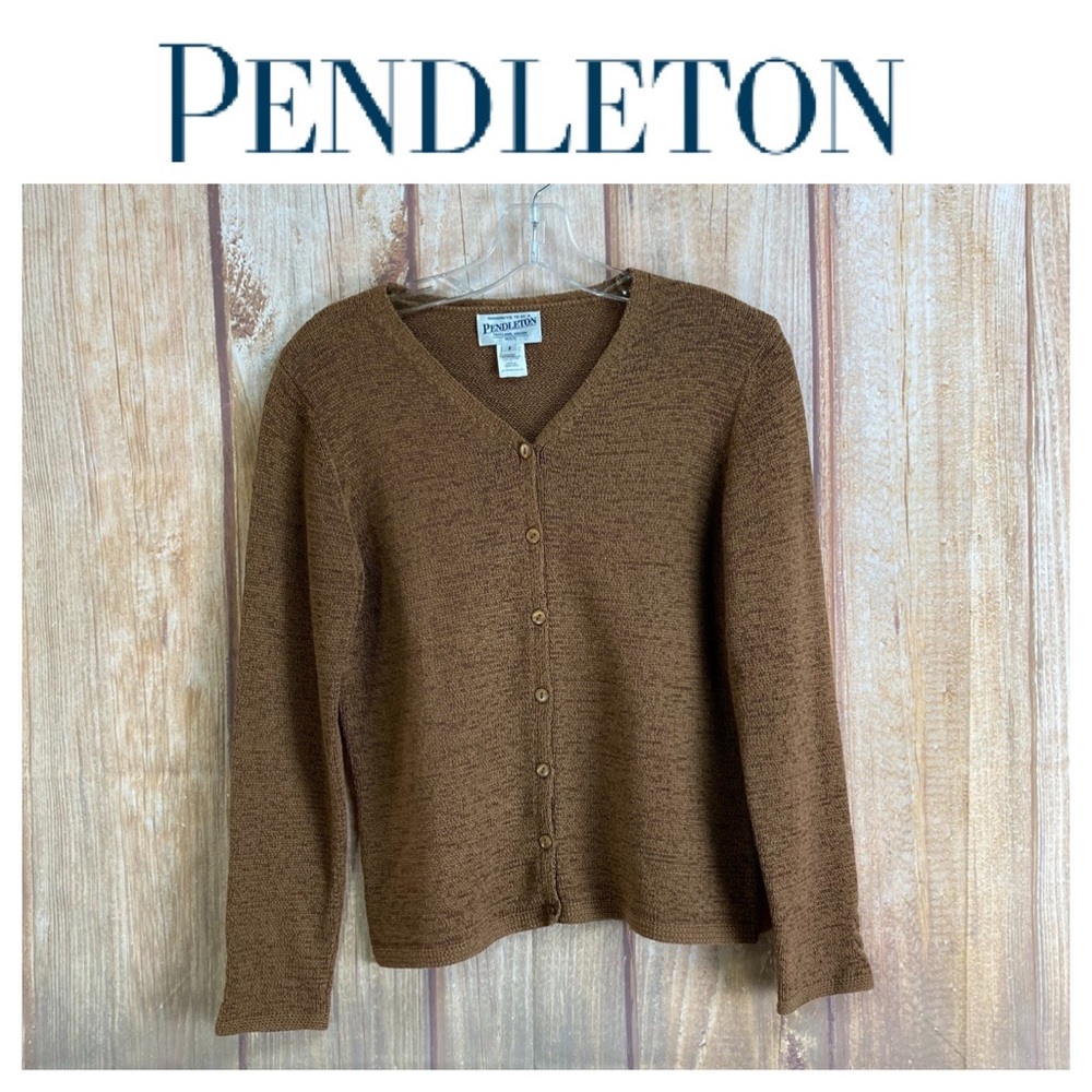 Pendleton Light Brown Buttoned Cardigan Size Peti… - image 1